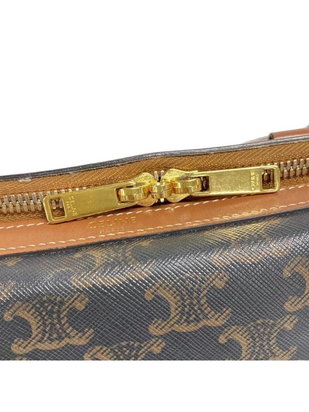 Celine Boston Bag Triomphe Canvas Tan Mini - Picture 12 of 16